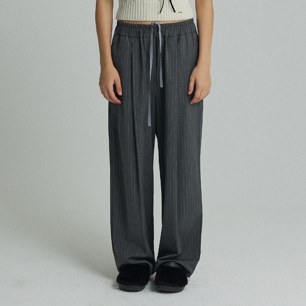 Stripe banding slacks / Grey