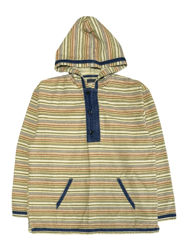 Denim mix hood top