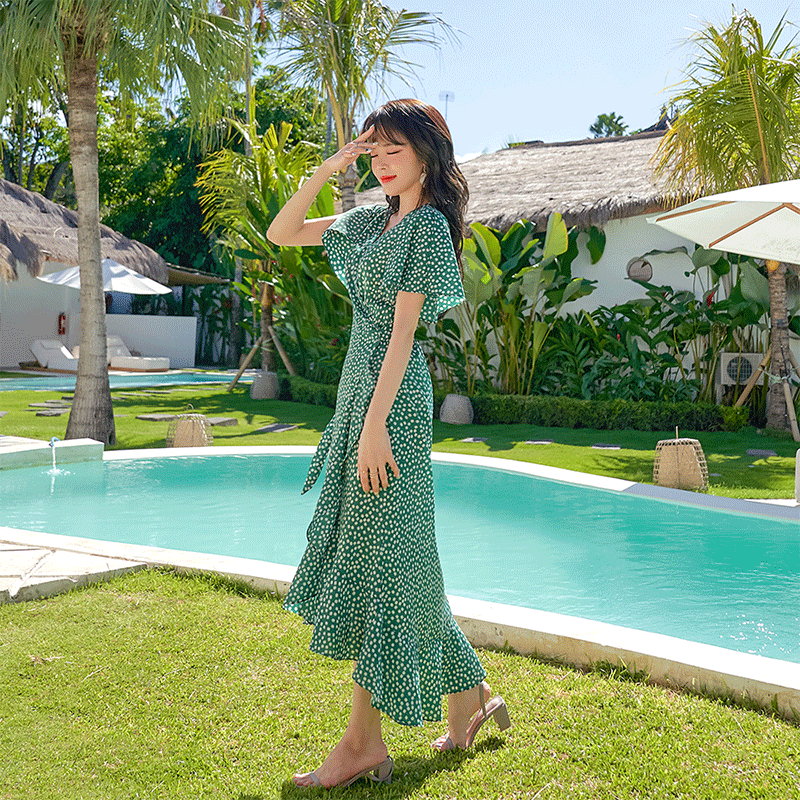 [자체제작] 비기닝 잔꽃 랩롱원피스