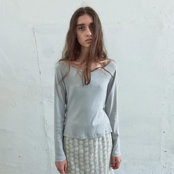 (1차 REORDER) SIDE-BUTTON DETAIL LONG SLEEVE TOP IN GREY