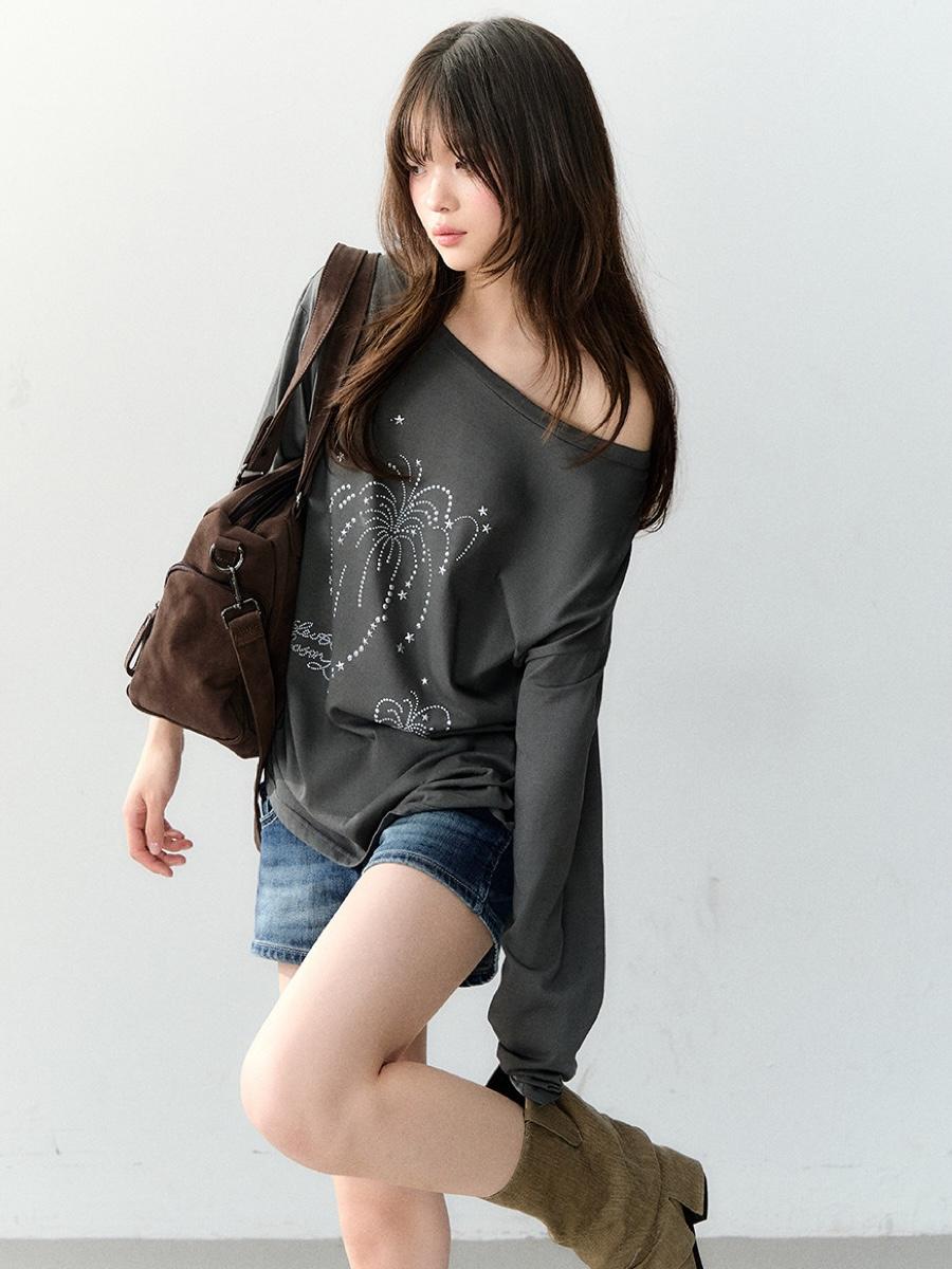 SOOTE SEASON Fireworks Rhinestone Shirring Top (2color)