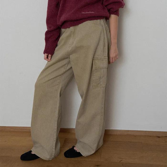 [3rd] Jackie Cargo Washed Pants - Beige
