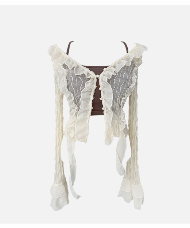 Miel Frill see-through cardigan (2colors)