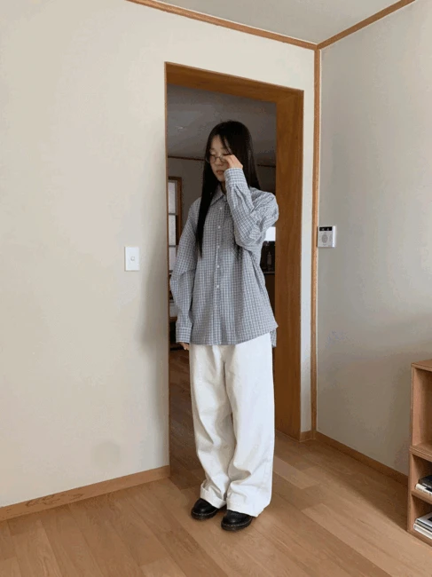 포터 오버핏 체크 셔츠 (2color)