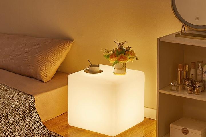 [해외] LED 큐브 사이드 테이블 조명 다용도 스툴 무드등