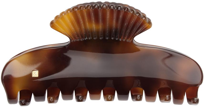 Brown & Orange Small Fan Shell Claw Hair Clip