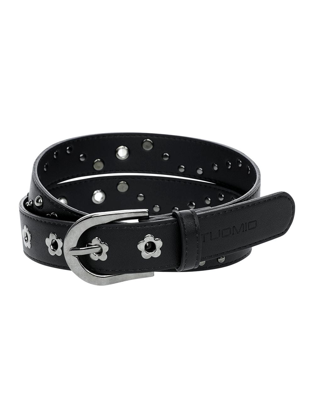FLOWER EYELET BELT [BLACK]