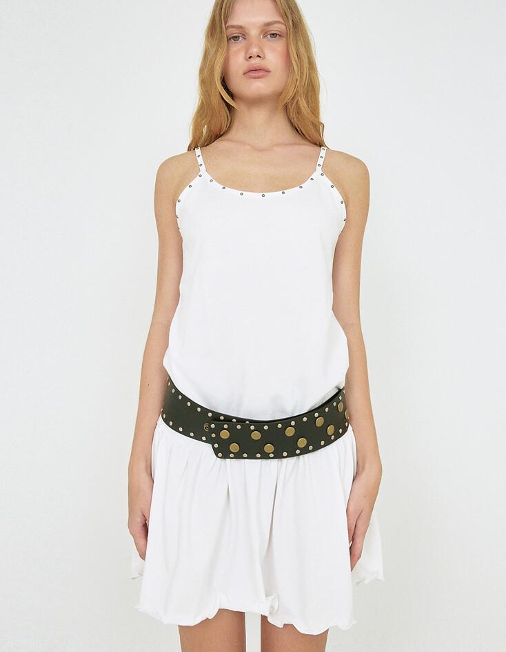 STUDDED JERSEY DRESS [WHITE]