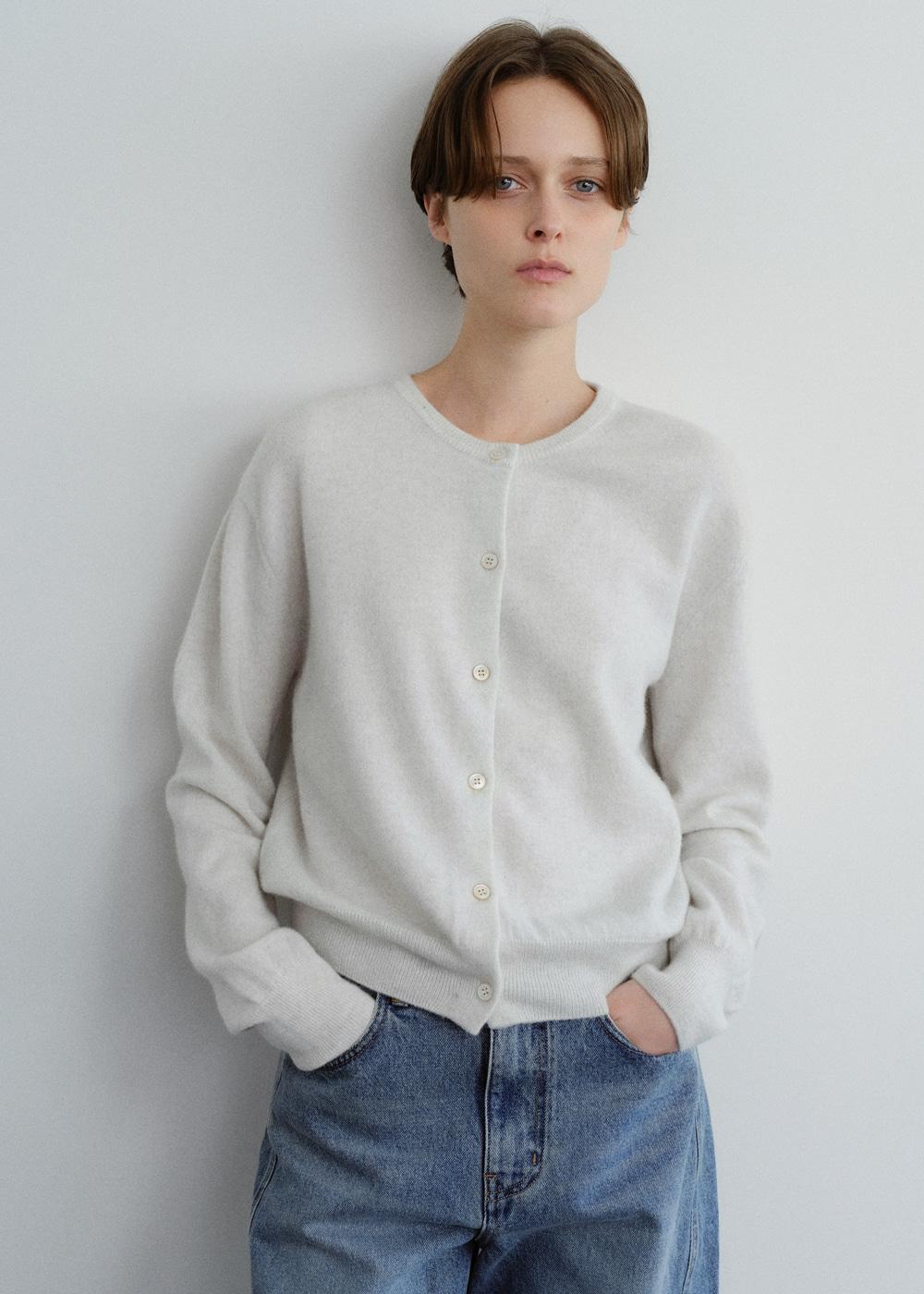 Basic wool cardigan (white melange)
