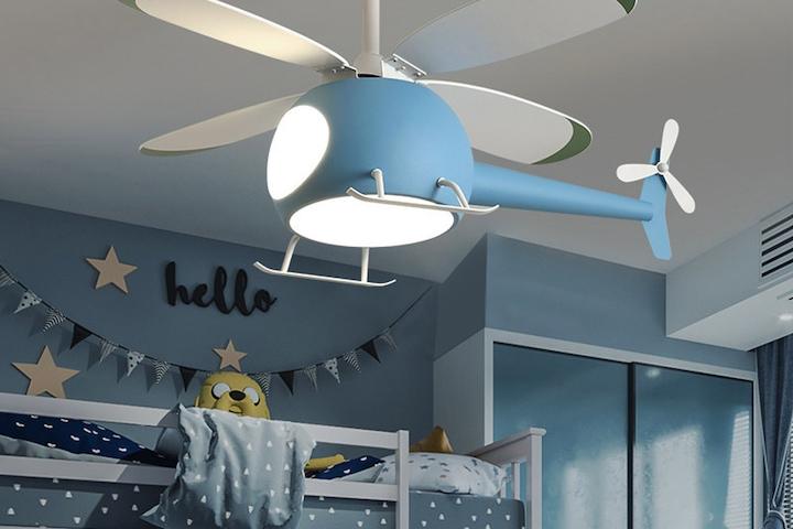 [해외] 헬리콥터 아이방 등 펜던트 조명 무드등 천장 실링팬