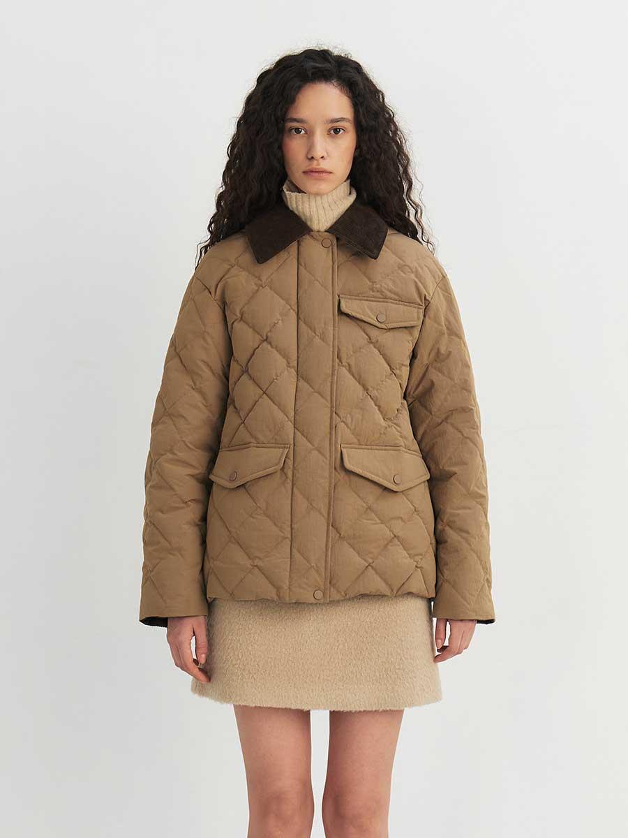 RTW QUILTED GOOSE DOWN PADDING_BROWN