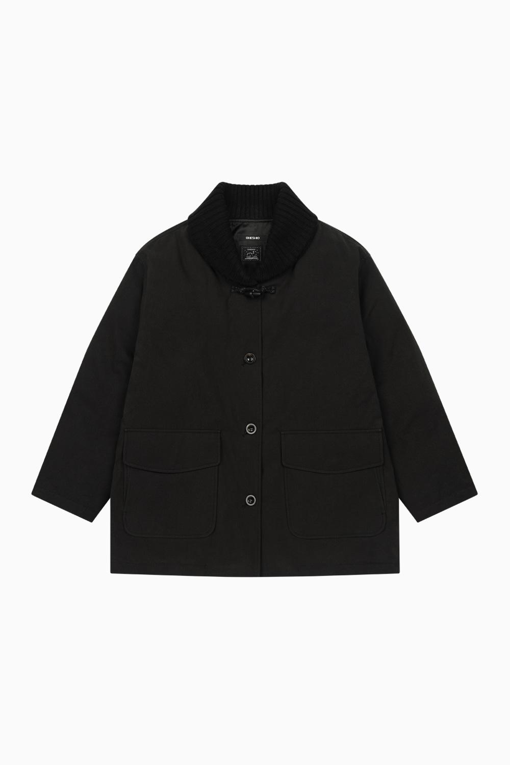 KNIT SHAWL COLLAR JACKET, BLACK