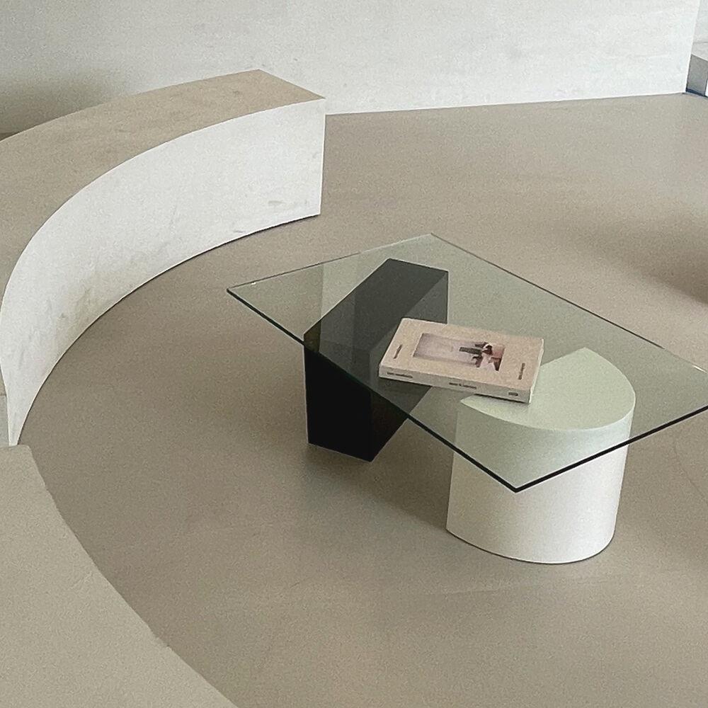CONCRET D side table 콘크리트  D 사이드 유리 테이블