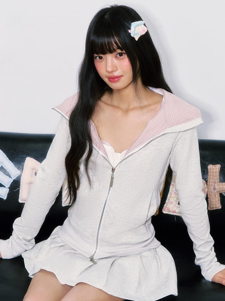 Weekendhub Powder Plaid Hoodie Zip-Up