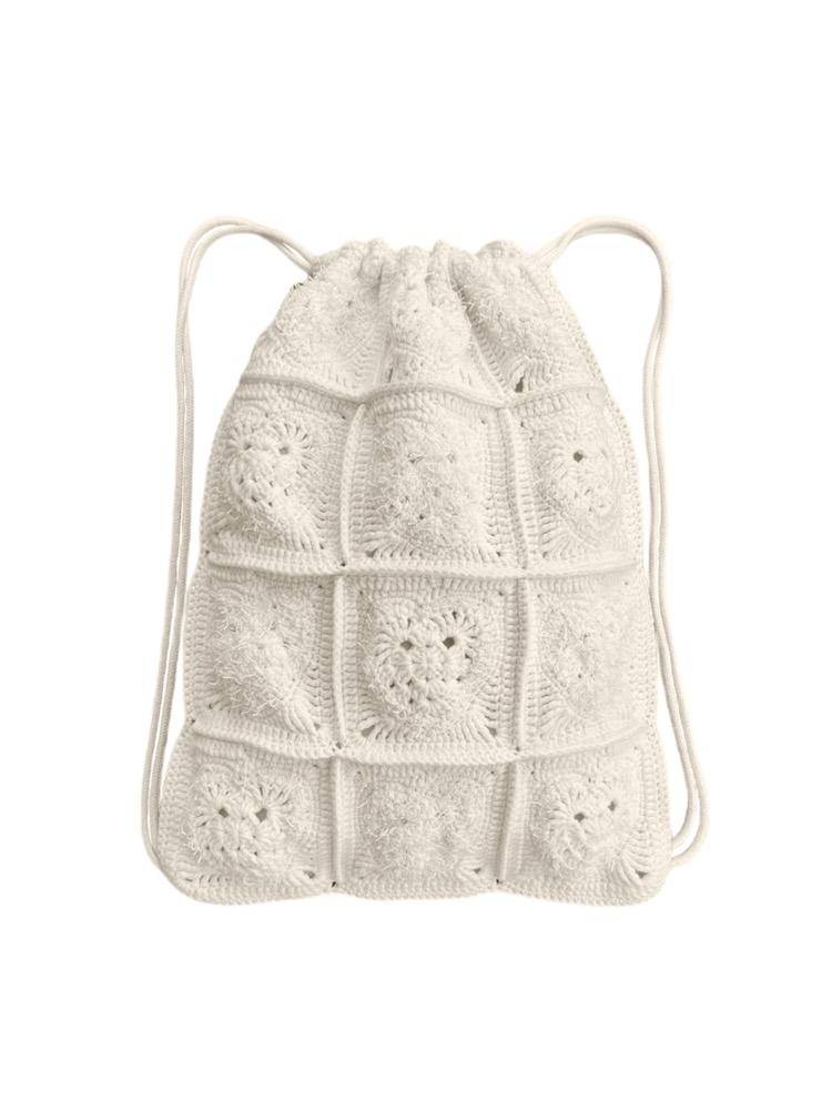 Heart crochet Gym sac / Ivory