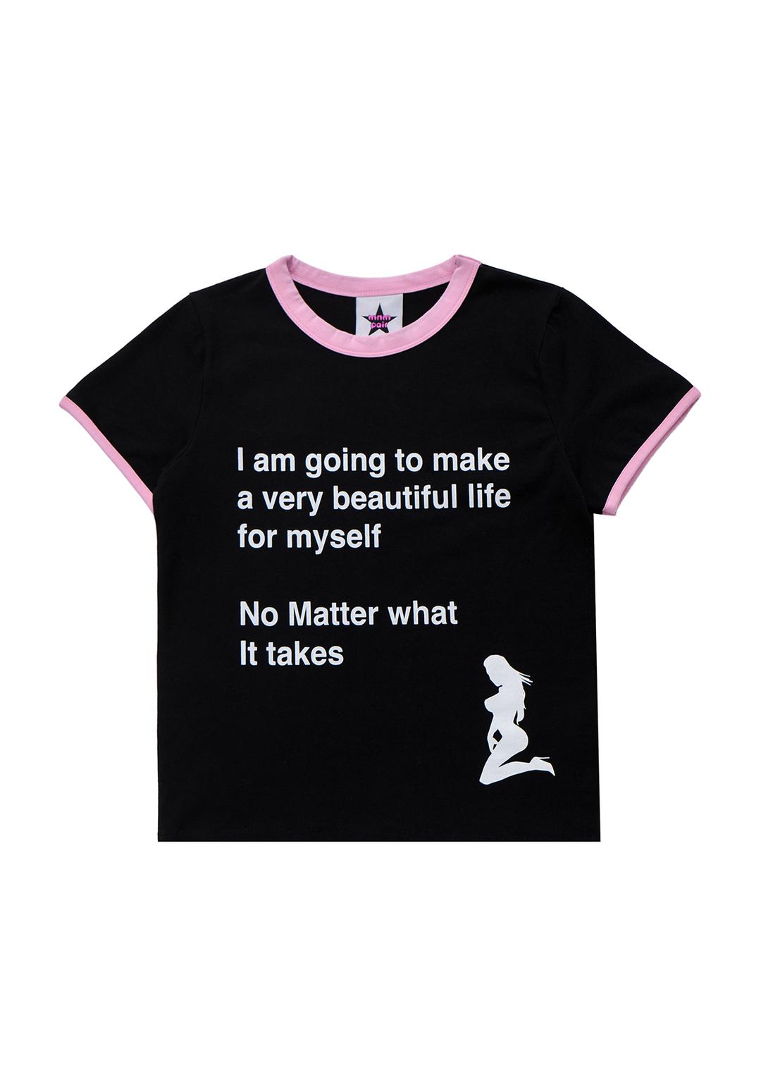 Beautiful Life Ringer Tee Black