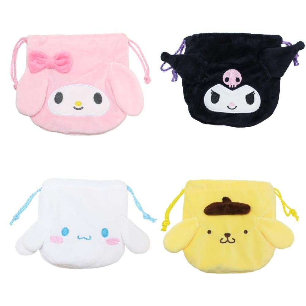 산리오 니코이치 조리개형 페이스 파우치 마이멜로디 쿠로미 시나모롤 폼폼푸린
