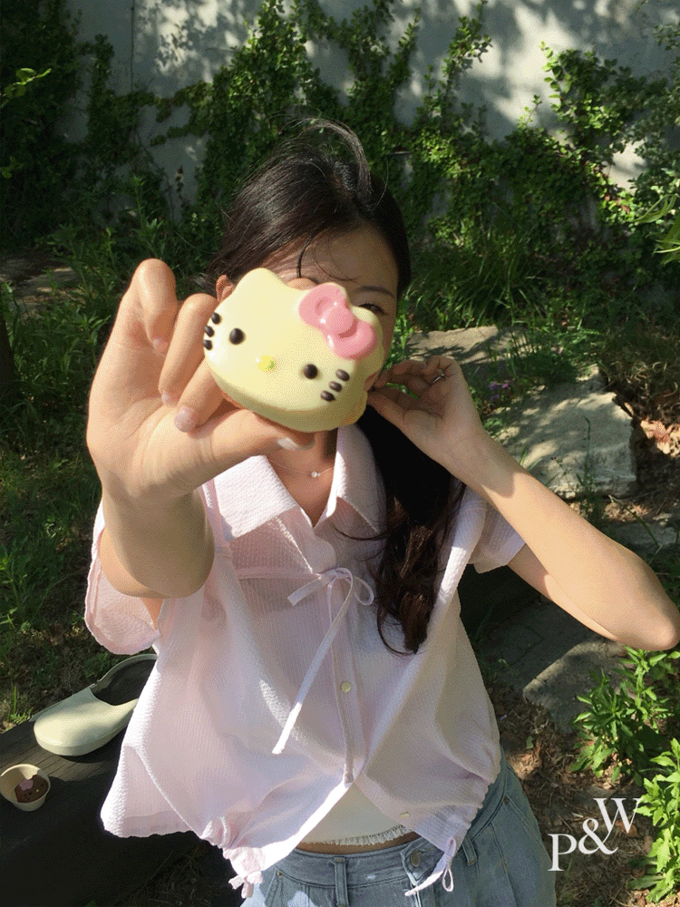피터앤웬디 [MADE] 풀빛 시어서커 리본 셔츠