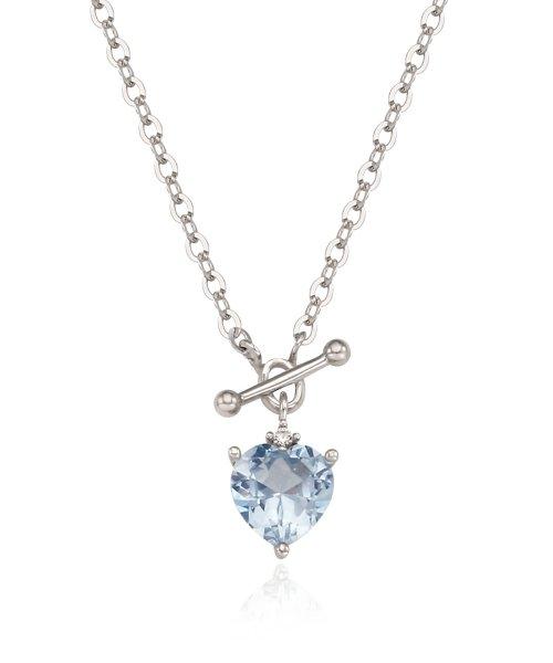 아쿠아마린 하트 실버 목걸이 OTN222318BWL