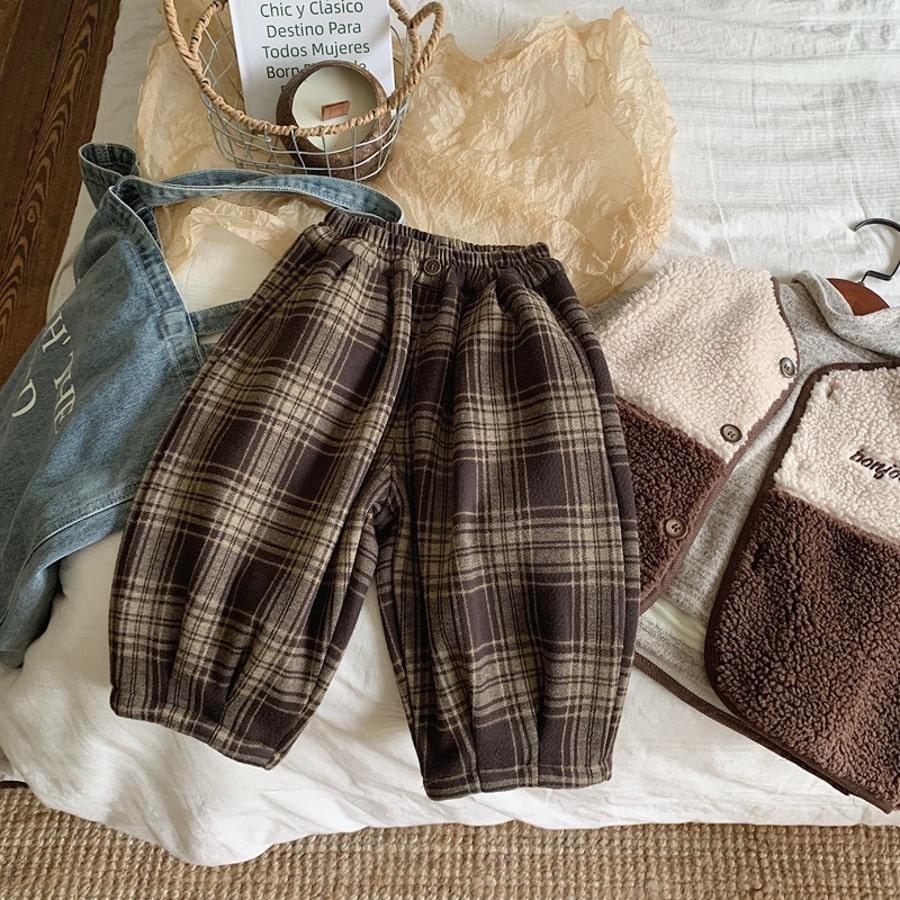 브릭기모체크팬츠