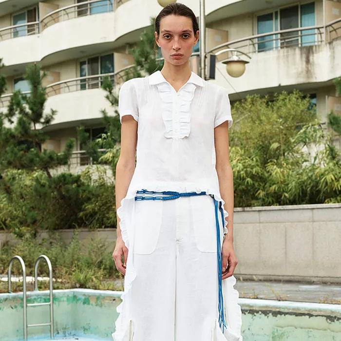 RUFFLE POLO SHIRT (WHITE)