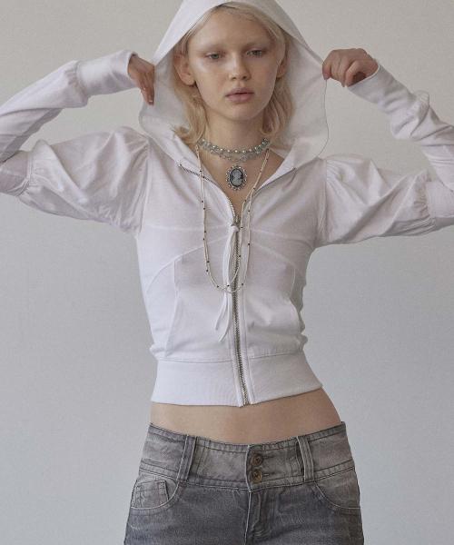 Solid Zip-Up Hoodie White