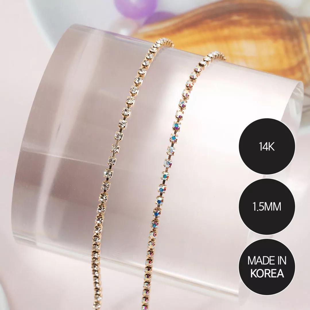 [사라프렌즈] 프리미엄 스와 14k 골드 줄란 1.5mm 2종 {약 15cm (±5cm) | 1.5mm/1개입}