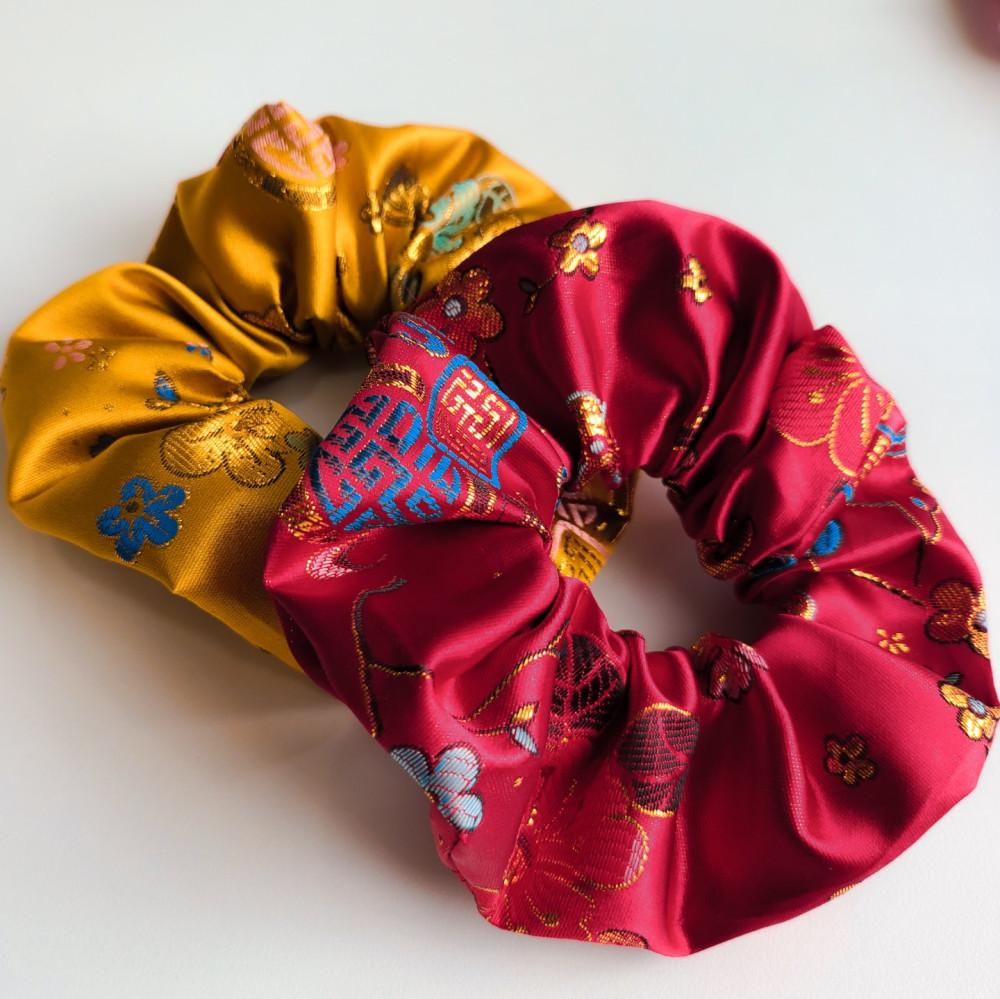 꽃그림 한복 헤어 스크런치 곱창밴드 곱창머리끈 헤어슈슈 외국인선물