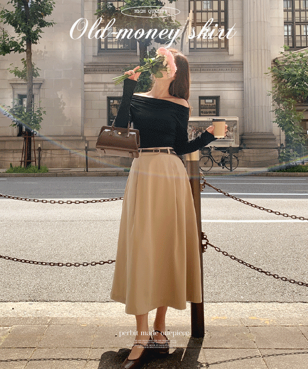 퍼빗 단독) 올드머니 핀턱 트렌치 스커트 - 3color