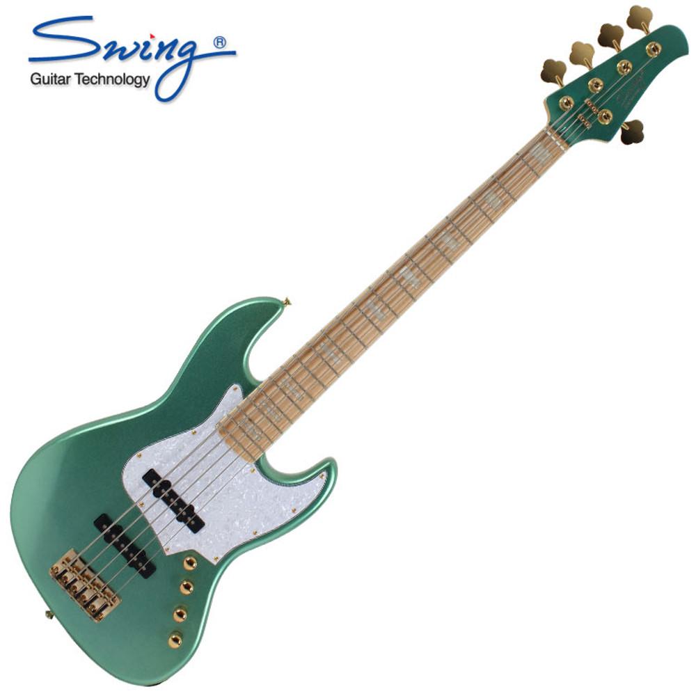 Swing 스윙 Jazz 5V 베이스 기타 Metallic Teal Green