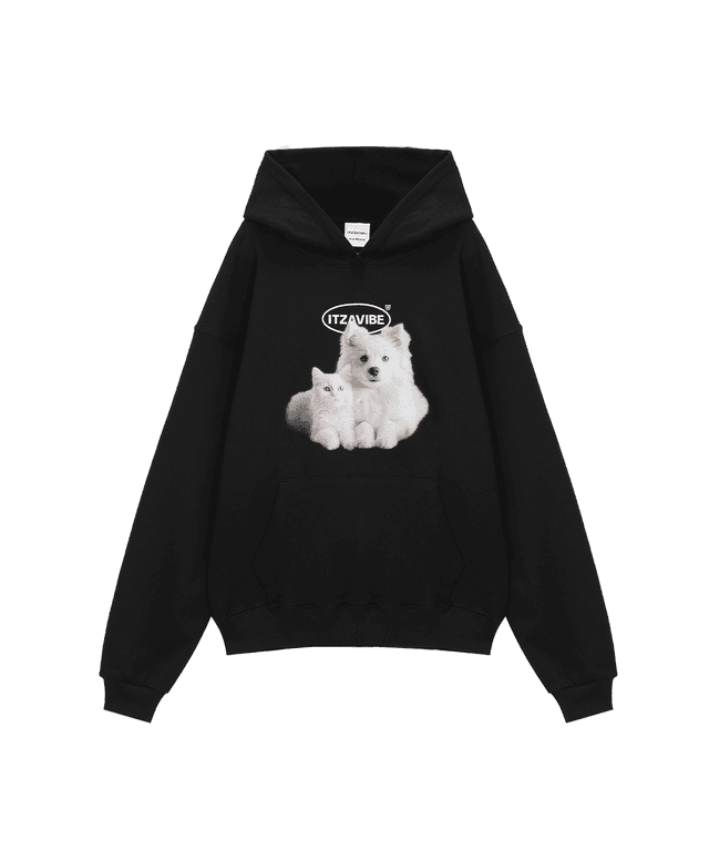 [IBA24UHD01BK] CAT&DOG FRIENDS HOODIE