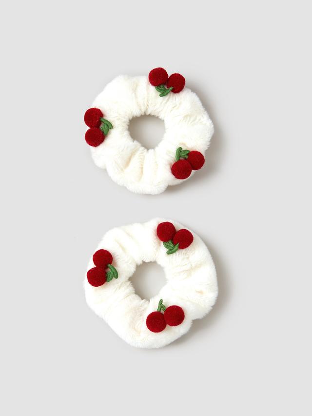 2pcs 체리 푹신한 Scrunchie