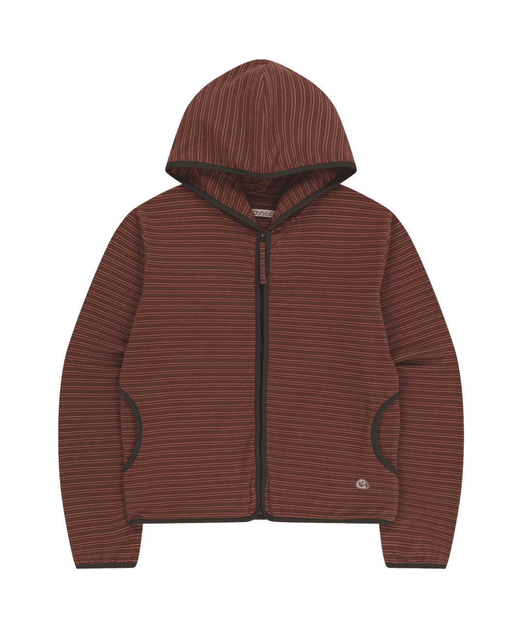STRIPE FLEECE HOOD ZIP-UP RED