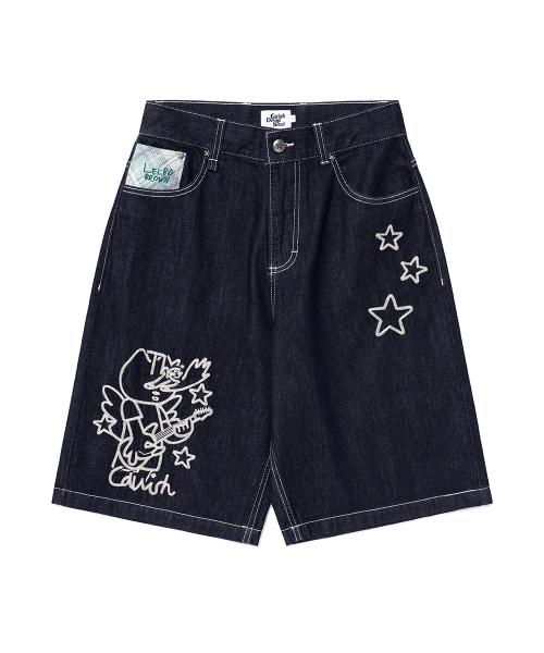 CAVISH X LELBO BROWN  W MIKAEL DENIM SHORT BLUE(CV2FMFD159C)