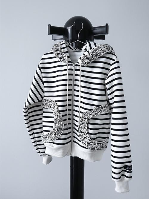 [CLaddA] winter frill hood zip-up, stripe