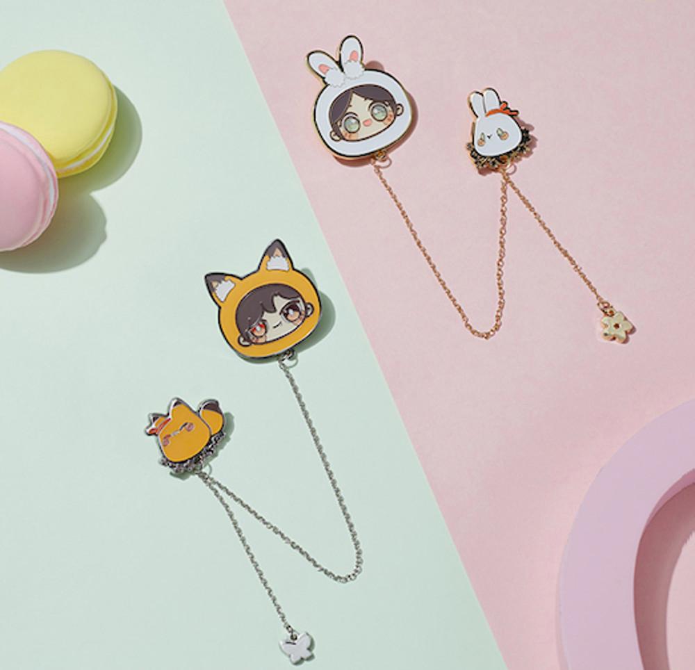 천관사복 웹툰Q 금속 뱃지(토끼, 여우)