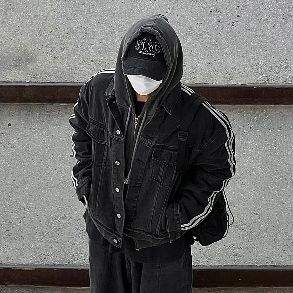 빈티지 트랙 오버핏 데님 자켓 2C 남자 여자 흑청 중청 스트릿 레트로 y2k 청자켓