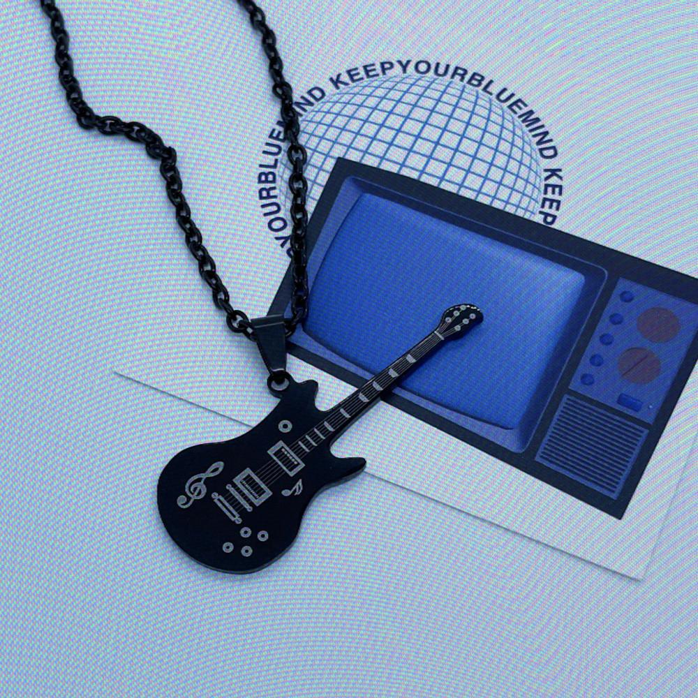 [써지컬스틸] 블랙 일렉기타 목걸이_ Black electronic guitar necklace