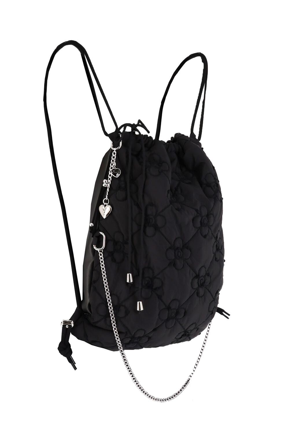 FLOWER PADDING 3WAY BAG (BLACK)