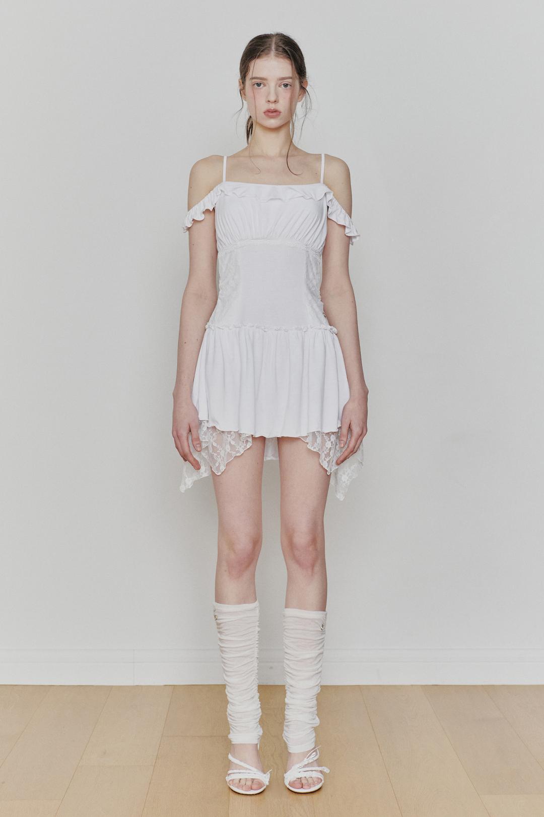 [3/6~] PETAL RUFFLE DRESS white