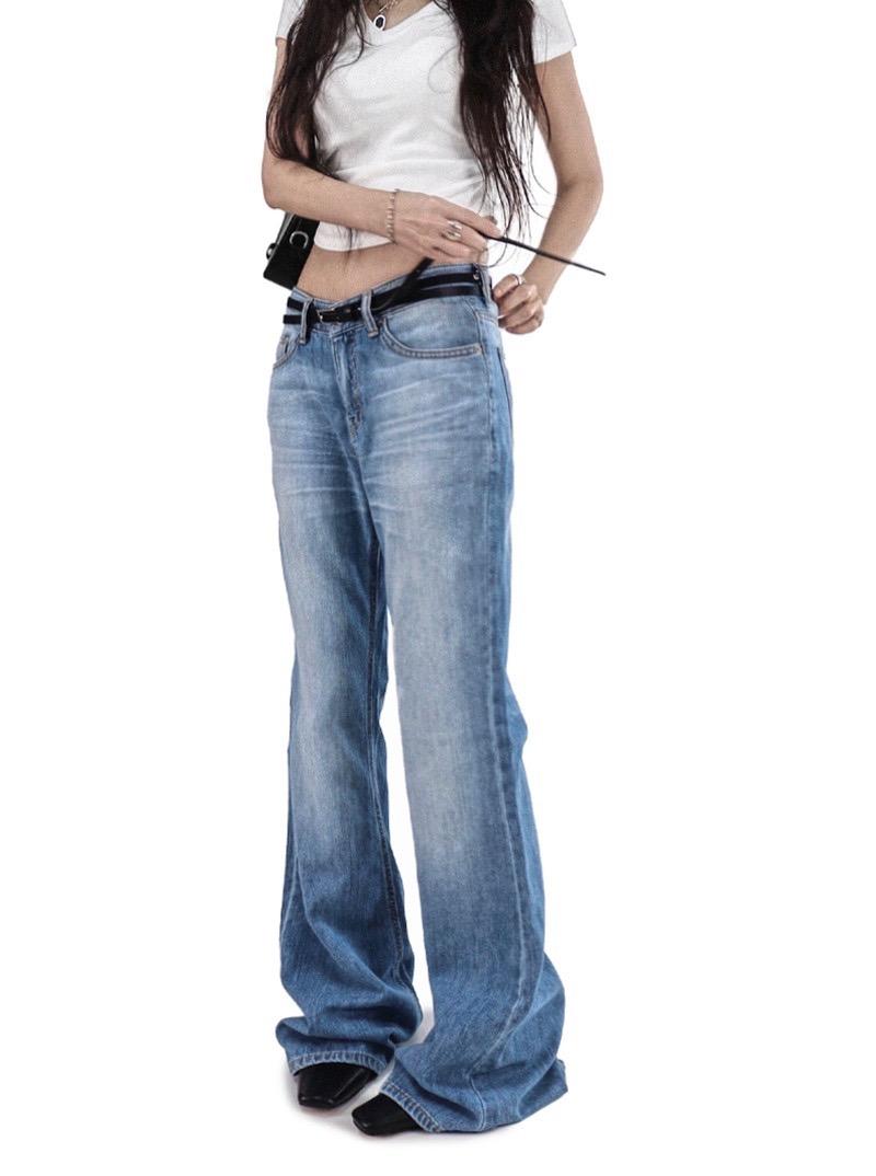 COOL FADING WASHING SLIM WIDE SEMI BOOT-CUT JEANS  쿨 페이딩 워싱 슬림와이드 세미 부츠컷 데님진