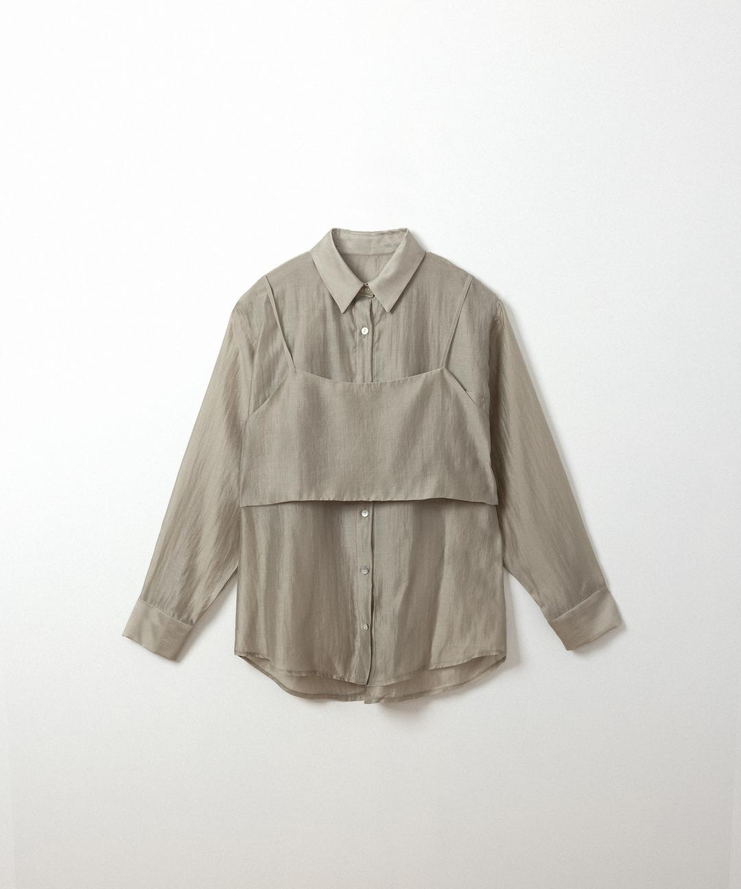 리본 뷔스티에 레이어링 셔츠 (taupe beige)