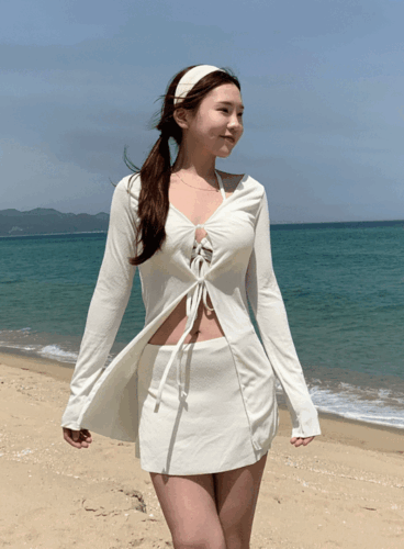 체형커버 빅사이즈 올데이 가디건 테리 비키니세트