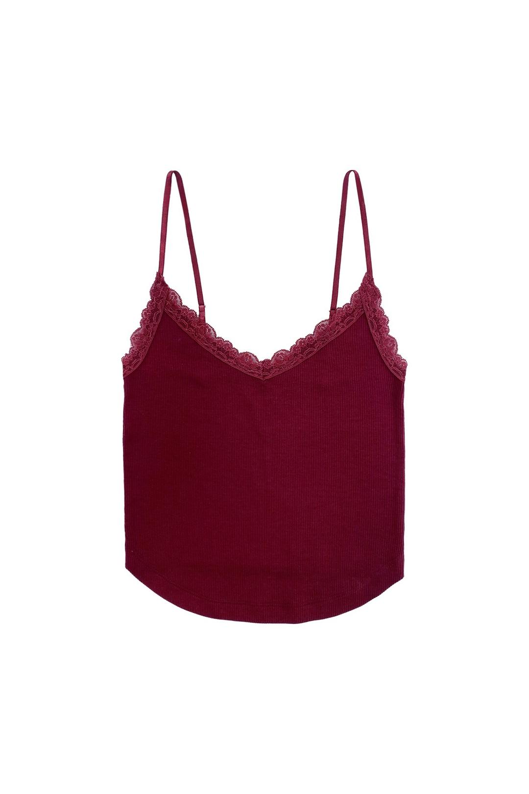V-NECK LACE CAMI TOP (MAROON)