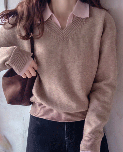 [LABEL] 뉴젬마카라 레이어드 탄탄유연한 도톰니트 [size:F(55~66)]