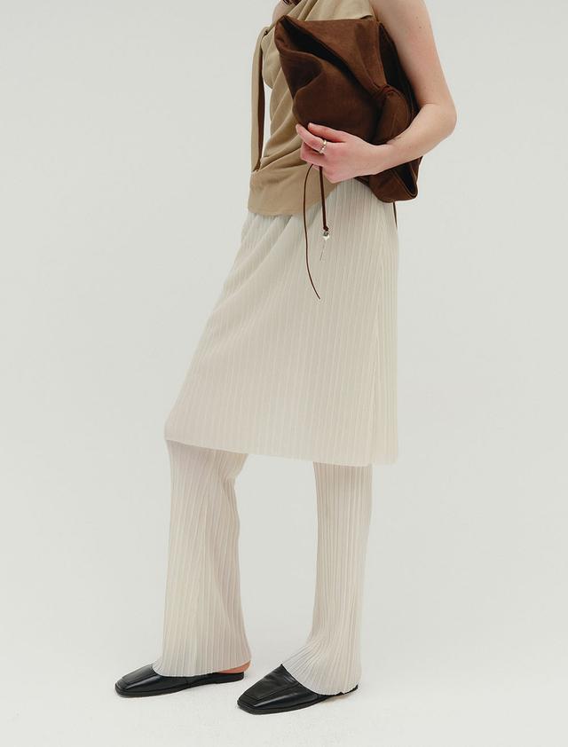 [1st REORDER] SATIN PLEATS SKIRT PANTS [IVORY]