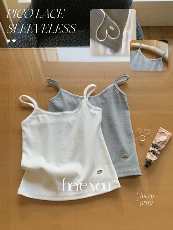 유리에 * 백멜란지 제외 당일출고/여리여리🩰 [here you] 피코 레이스 sleeveless - 5color  (부유방커버/골지나시/레이어드/이너/러블리/봄신상)