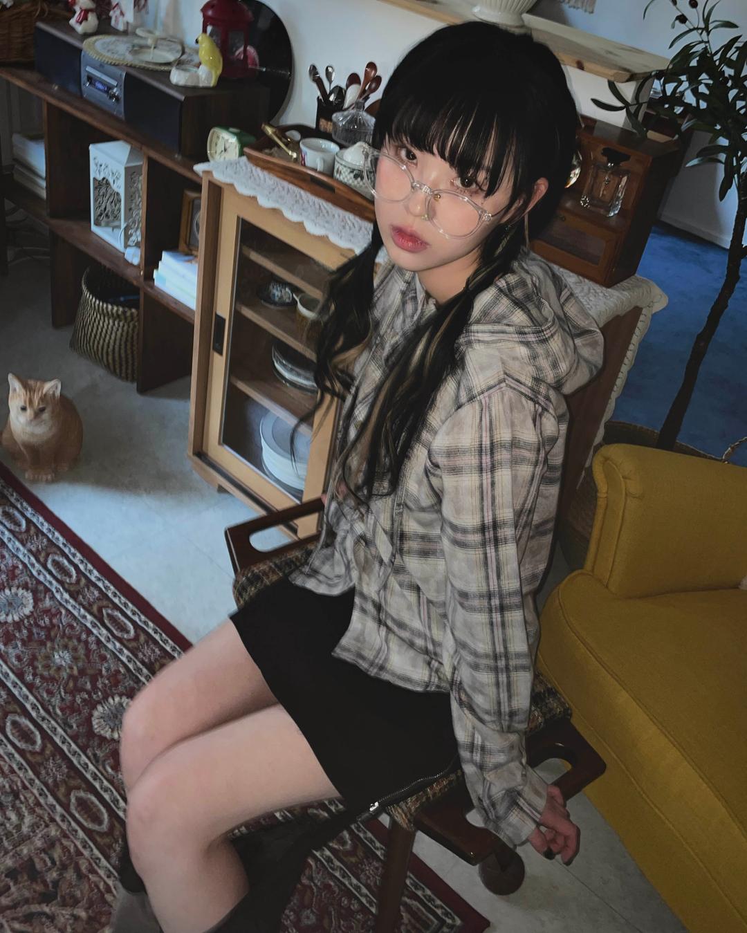 (2color) 도비 빈티지 워싱 체크 후드 남방