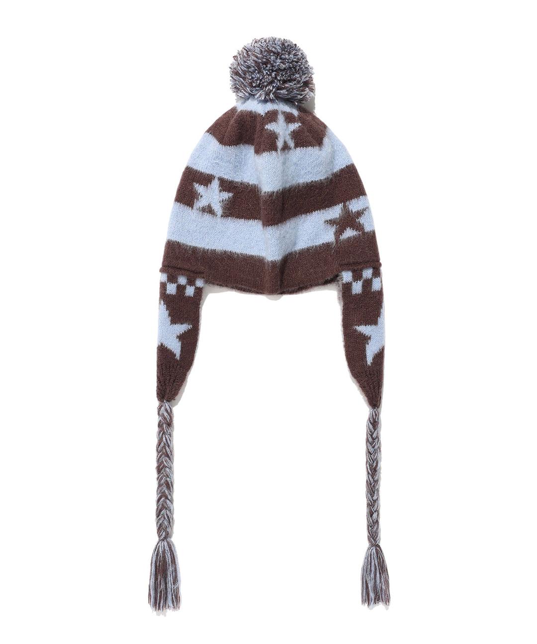 star stripe earflap beanie_blue