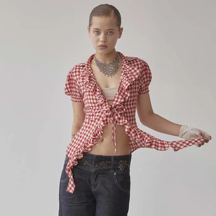 Cottage Open Blouse Red